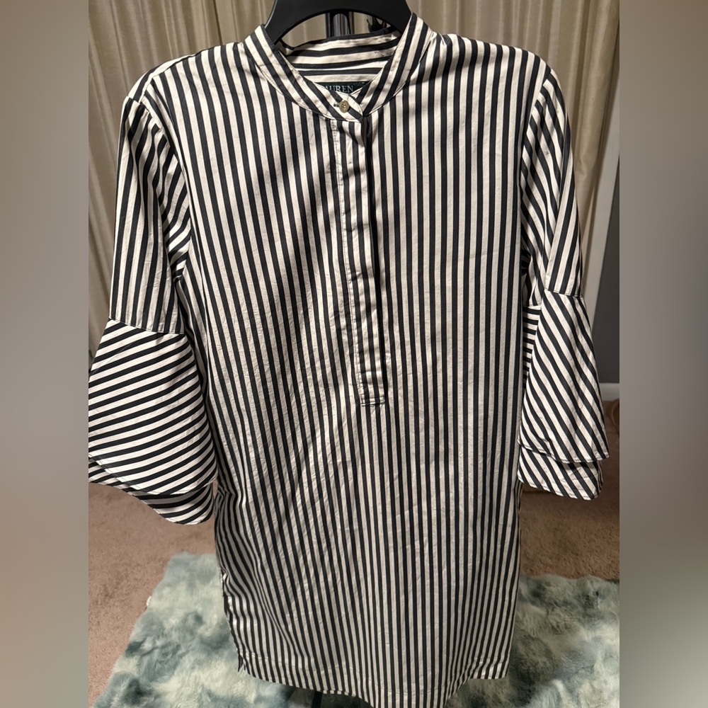Ralph Lauren Black and Cream Striped Shirt dress